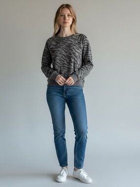 Sweaty Betty Gray Camo Crewneck Sweater